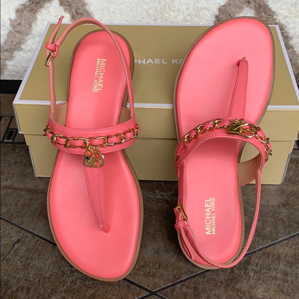 MICHAEL KORS ELSA THONG NAPPA PU GRAPEFRUIT - Picture 10 of 16